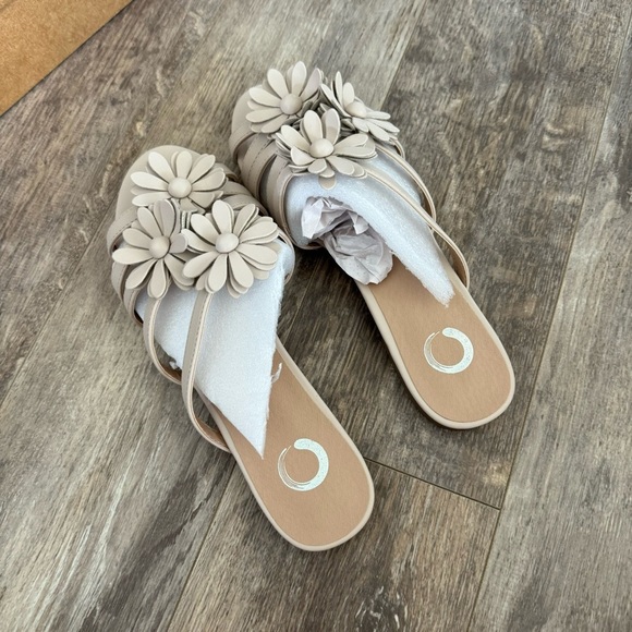 NIB! Lucky Brand Bylee Floral Mauve Dusty Pink Slide Sandals - Daisy Details - Picture 5 of 6